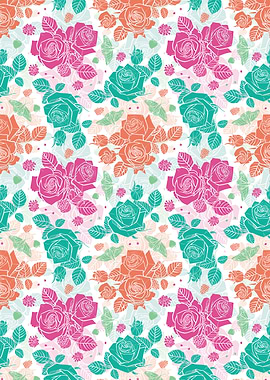 Colorful Roses and Butterflies Pattern