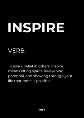 Inspire – Minimalist Black & White Motivational Definition Wall Art