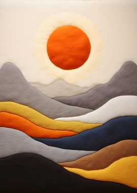 Abstract Landscape with Sun