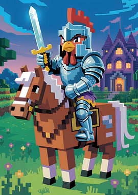 Minecraft Chicken Knight on Horseback