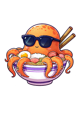 Cool Octopus in Ramen Bowl