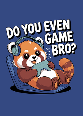 Red Panda Gamer Cartoon Illustration