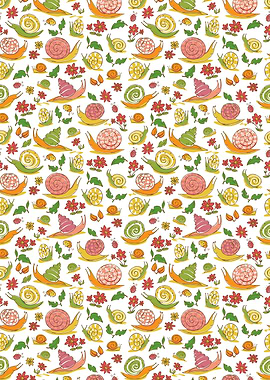 Colorful Snail and Flower Pattern