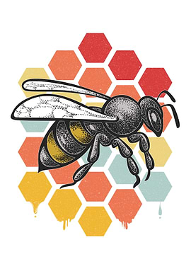 Bee and Honeycomb Graphic Illustration