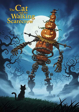 The Cat and the Walking Scarecrow Halloween