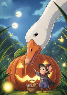 Halloween Night Goose and Mouse