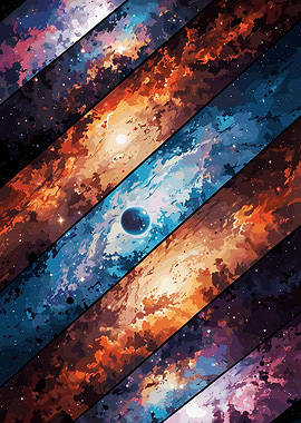 Colorful Diagonal Space Galaxy Art