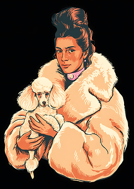 Woman with Poodle in Fur Coat