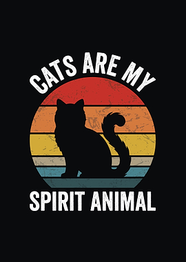 Cats Are My Spirit Animal Retro Design