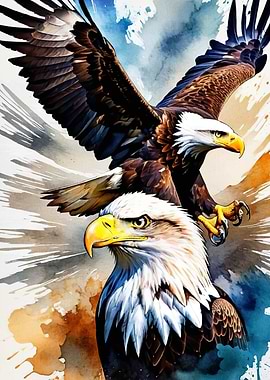 Majestic Eagles Watercolor