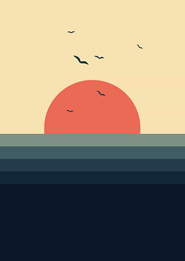 Minimalist Sunset Over the Ocean