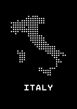 Italy Map Dotted Black and White