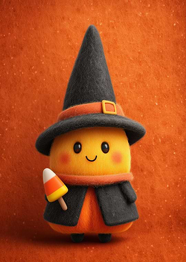 Cute Halloween Witch Candy Corn Character
