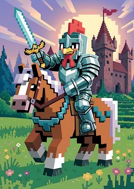Minecraft Chicken Knight on Horseback