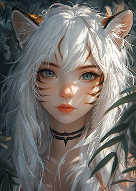 Anime Girl with Tiger Features