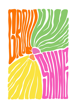 Groovy Shine Floral Typography Art