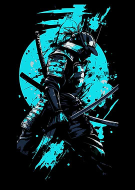 Samurai Warrior with Swords and Armor