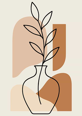 Minimalist Vase with Plant Line Art