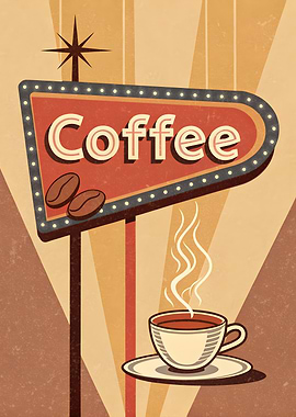 Retro Coffee Sign Art