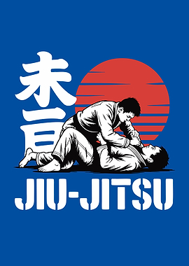 Jiu-Jitsu grappling art with Japanese text