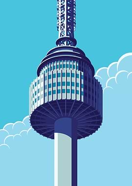 Tower in Blue Sky with Clouds