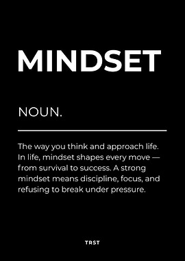 Mindset – Minimalist Black & White Motivational Definition Wall Art