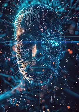 Digital Human Face with Circuitry