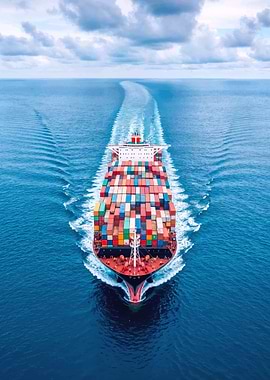 Container Ship on the Open Ocean