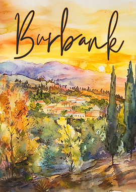 Burbank Watercolor Landscape
