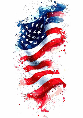 Watercolor American Flag