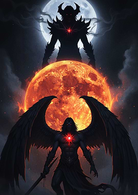 Dark Angel and Demon Under Moonlight