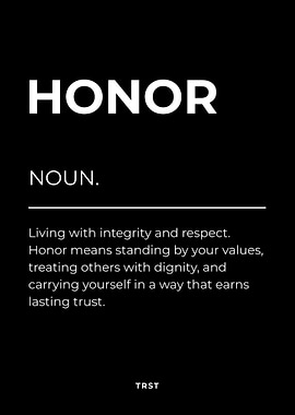 Honor – Minimalist Black & White Motivational Definition Wall Art