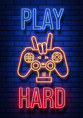 Play Hard Neon Gaming Sign