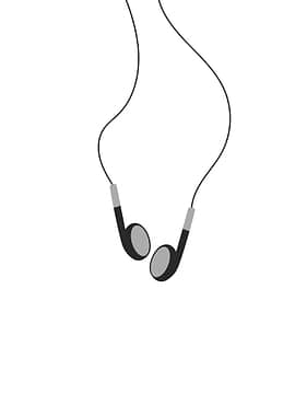 Black and Gray Earbuds Illustration