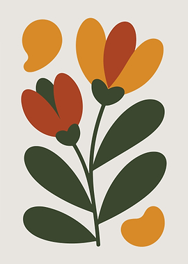 Abstract Floral Illustration with Warm Tones