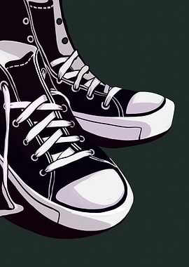 Black and White High-Top Sneakers