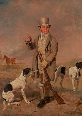 Hunter with Dogs and Horse Painting