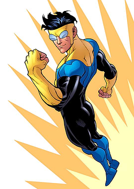 Invincible superhero in flight pose