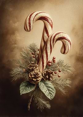 Festive Candy Canes and Pine Cones