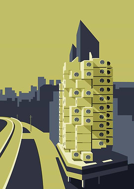 Nakagin Capsule Tower Illustration