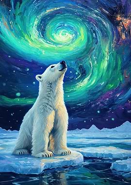 Polar Bear Aurora Borealis
