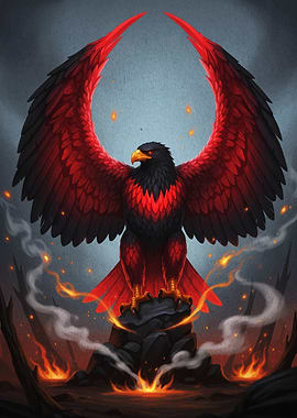 Red and Black Eagle Digital Art