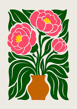 Floral arrangement in vase, graphic style