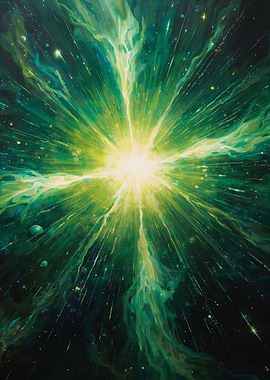 Cosmic Explosion – Green Supernova Space Artworksy Artwork