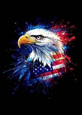 American Eagle with Flag Art