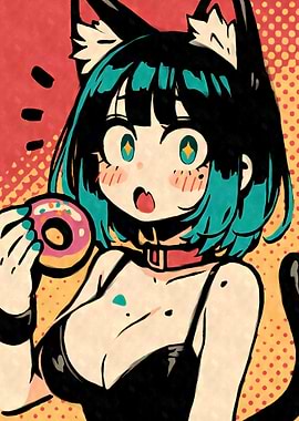 Kawaii Anime Cat Girl Donut