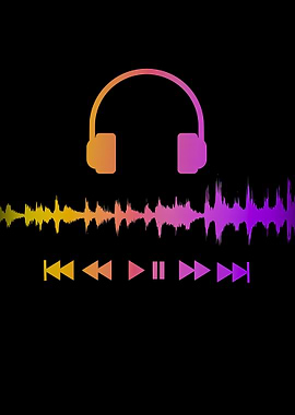 Music Player Interface with Headphones