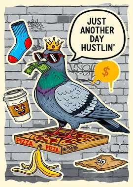 Hustlin' Pigeon Cartoon Art