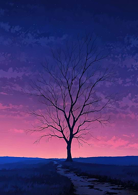Bare Tree at Sunset