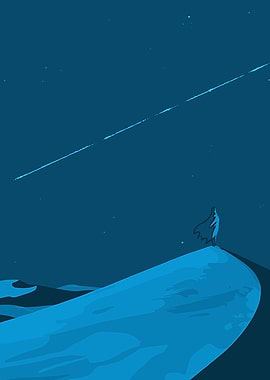 Desert Wanderer Under a Starry Sky